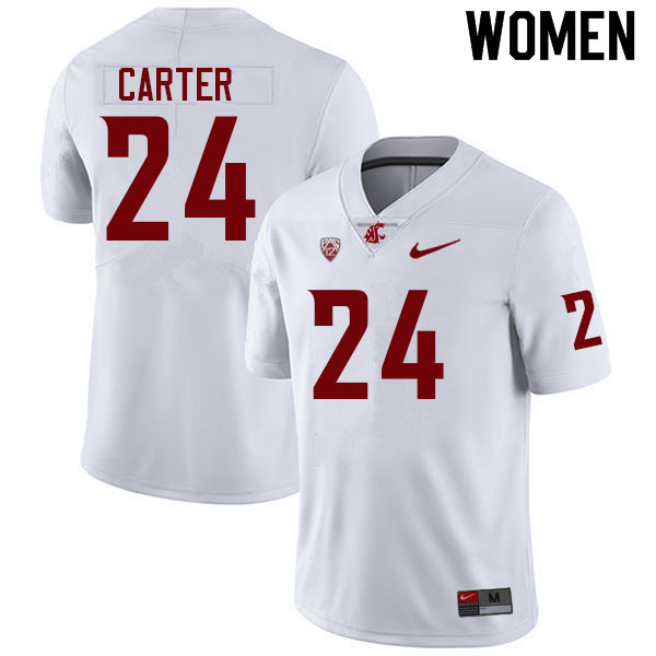 Women #24 Tony Carter Washington State Cougars College Football Jerseys Sale-White